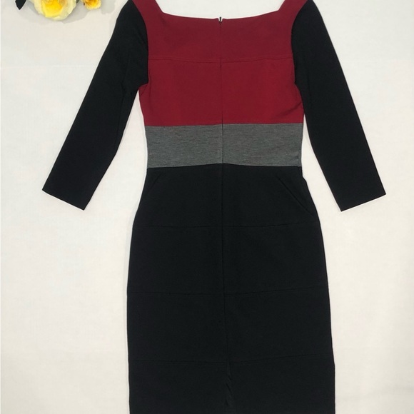 ⭐️NEW⭐️White House Black Market (WHBM) Colorblock 3/4 Sleeve Sheath Dress - Picture 4 of 7